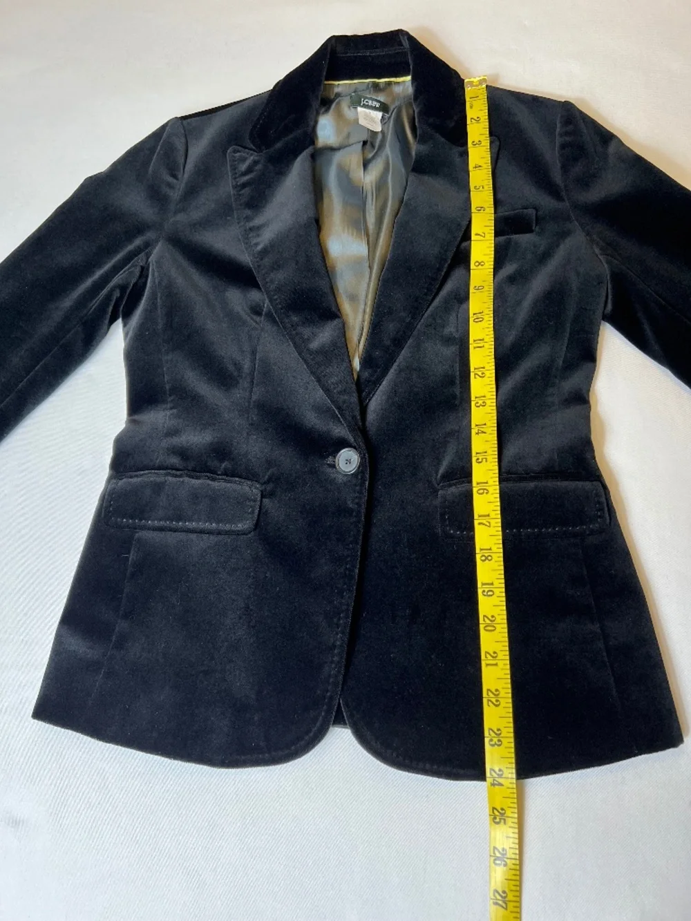 J. Crew Single Button Black Velvet Equestrian Style Blazer
